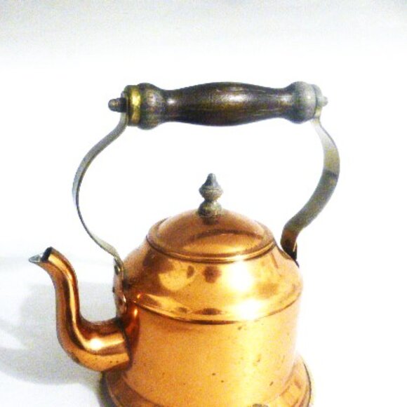 Unmarked COPPER TEA KETTLE Teapot Copper Tea Pot Vintage Teapot Vintage Kettle - Picture 2 of 8